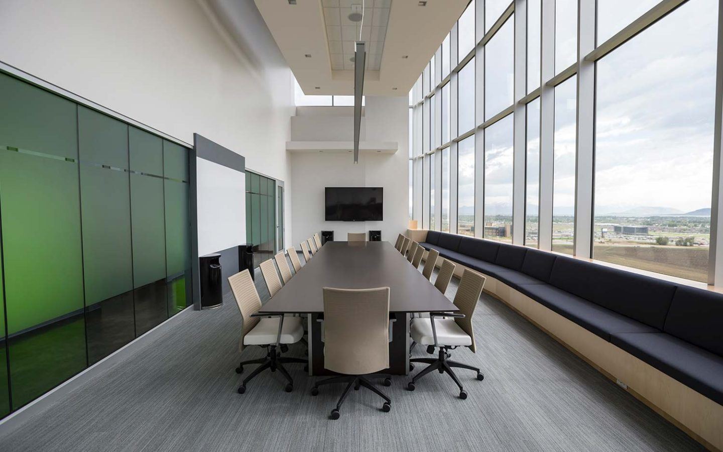 long board room commercial space freshly painted