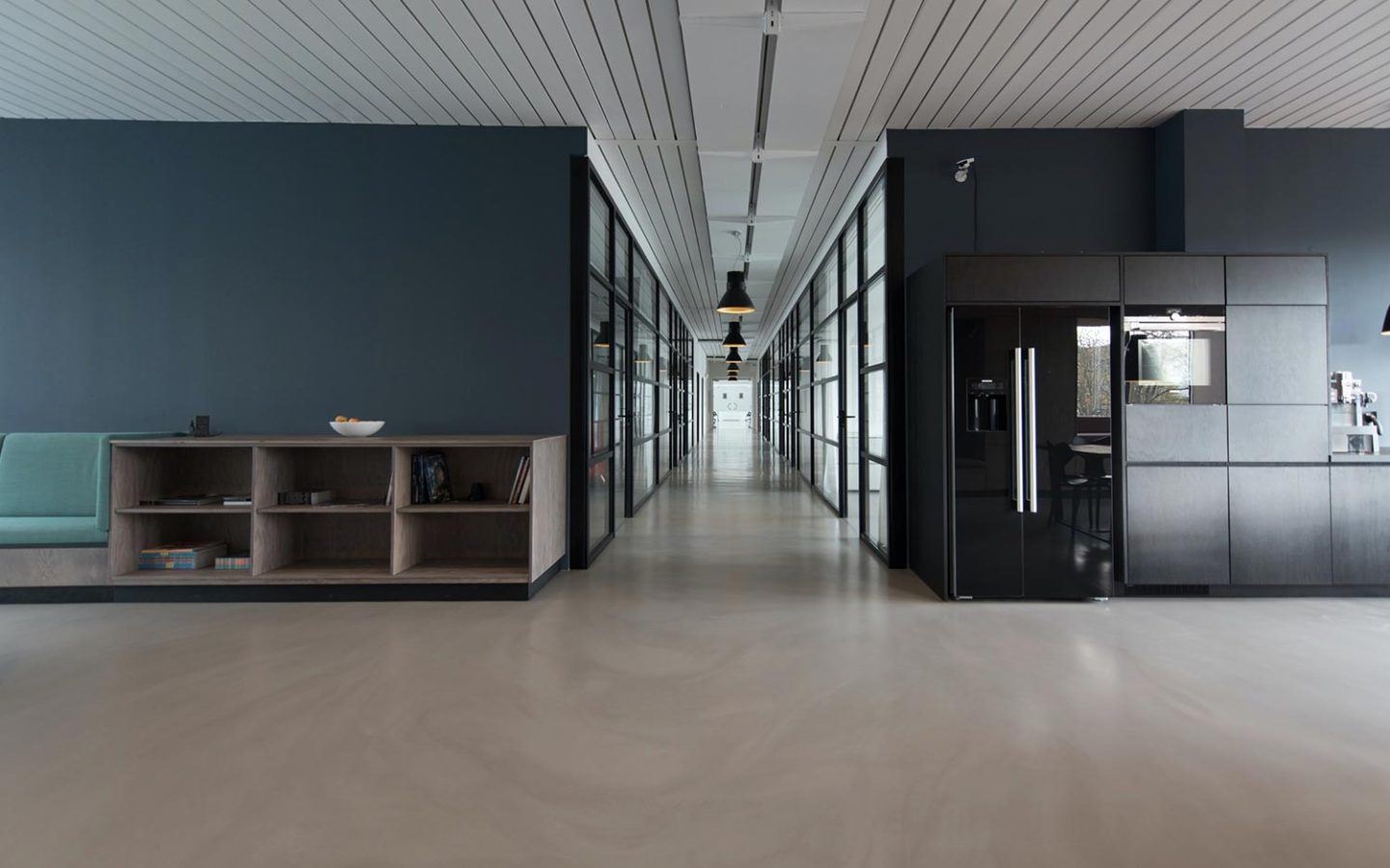 long commercial space freshly painted